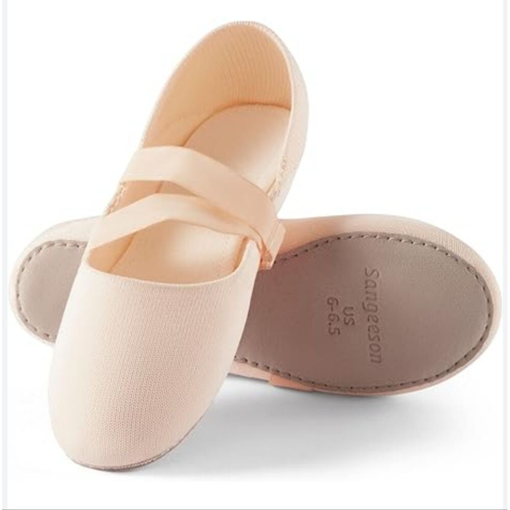 Sangeeson Stretch Canvas Leather Sole Adult Ballet Shoes, Light Peach, Sz 9-9.5